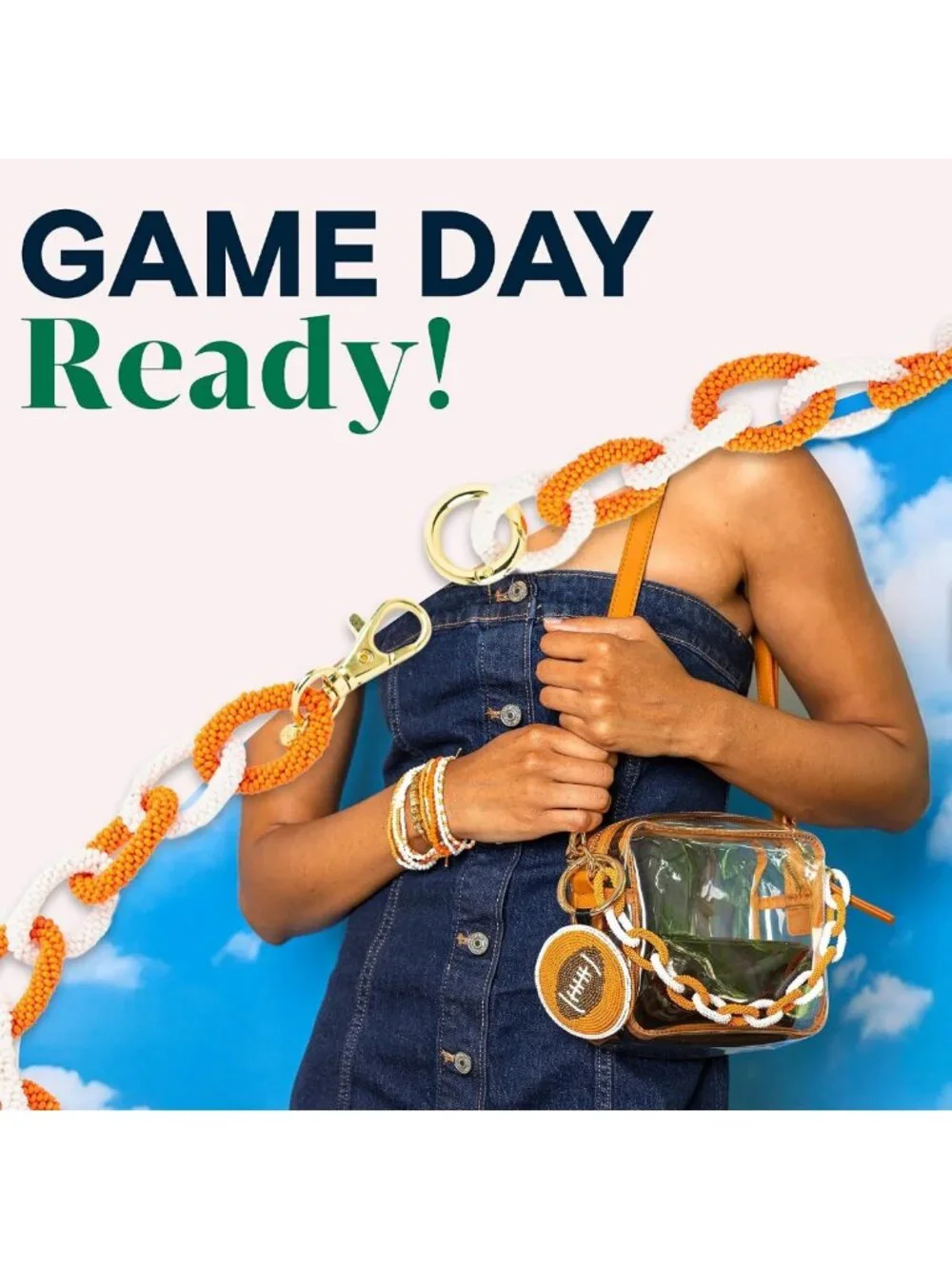 Stylish Handcrafted Beaded Game Day Bag Chain – Accessory for Purse Strap or